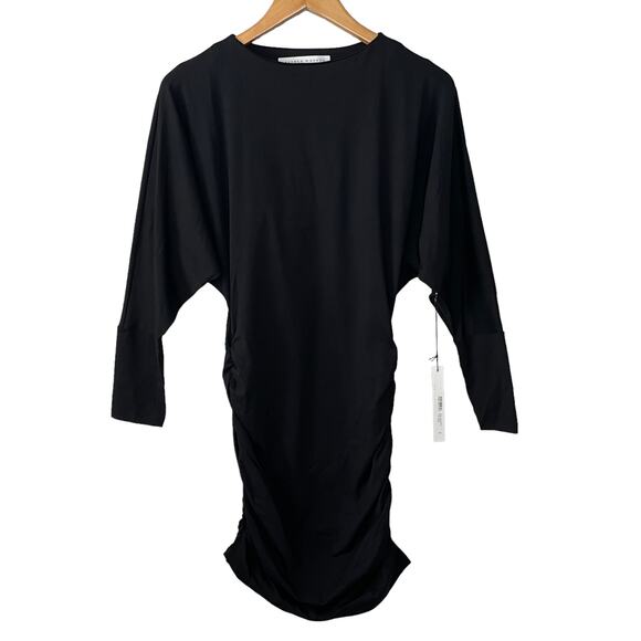 NWT Susana Monaco Dolman Sleeve Ruched Black Dress size Medium - Picture 1 of 9